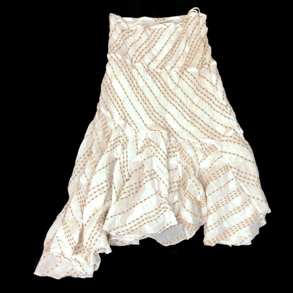 Free People Women's Beige Embroidered Detail Skirt